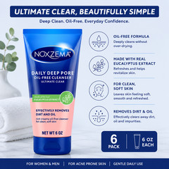 Noxzema Ultimate Clear Daily Deep Pore Oil-Free Cleanser 6 Oz 6 Pack Face Wash