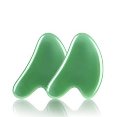 URAQT Gua Sha Massager Tool, 2 Pcs Natural Jade Stone Guasha Dark Green