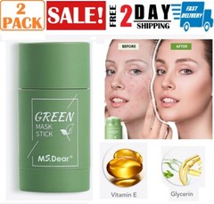 2Pcs Green Tea Purifying Clay Stick Mask for Blackhead Remover Deep Clean Pore