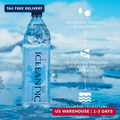 Icelandic Glacial Natural Spring Alkaline Water, 500 ml / 16.9 Fl Oz (Pack of 6)