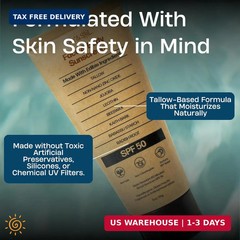 Sky and Sol Mineral Sunscreen SPF 50 | With Grass-Fed Tallow & Zinc Oxide | Non-