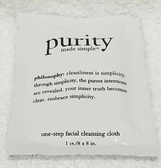 Purity Made Simple One-Step FACIAL CLEANSING CLOTH 8 x 8 Inches Travel Size New