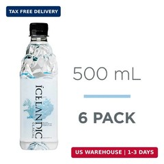 Icelandic Glacial Natural Spring Alkaline Water, 500 ml / 16.9 Fl Oz (Pack of 6)