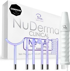 NuDerma Clinical Portable Skin Therapy Wand, Machine With 6 Fusion Neon + Argon