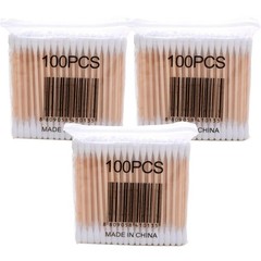 Cotton Swab Storage Box Double Head Wood Baby Cotton Swabs Transparent Square Ba