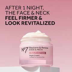 No7 Restore Renew Night Cream for Face Neck Multi-Action 50ML plastic container
