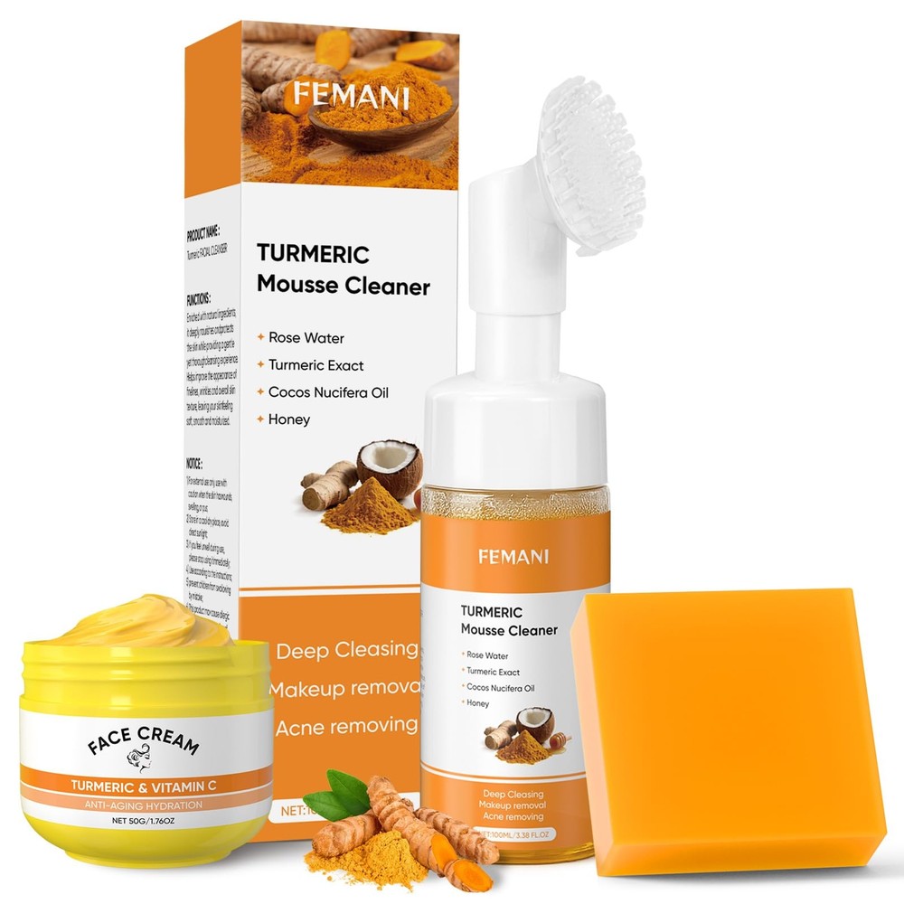 Turmeric Soap Bar Face Cream Wash 2.67 Ounce, Yellow