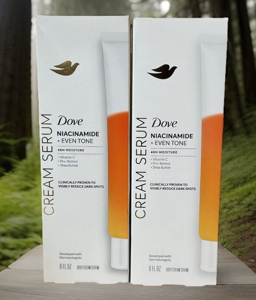 Lot 2-Dove Body Cream Serum Niacinamide + Even Tone Lotion 8oz ea 48 H Moisture