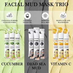 30PCS Clay Mask for Face,Vitamin C,Dead Sea Mud,Cucumber Mud Mask Set,Deep Clean