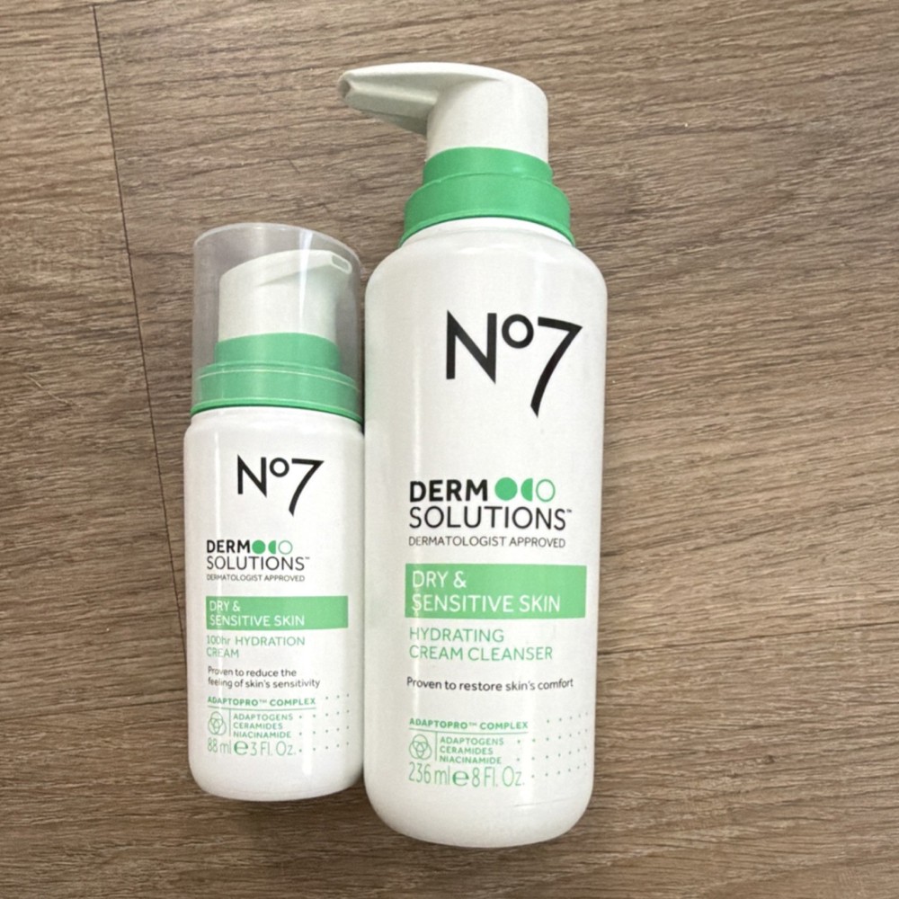 No7 Derm Solutions Hydrating Cream Cleanser 8oz + Cream Fragrance Free