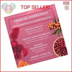 Badger Rose Face Oil, 100% Organic Face Moisturizer, Nourishing & Soothing Organ