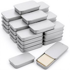 Lata pequeña con tapa deslizante bálsamo labial, envase rectangular de metal.