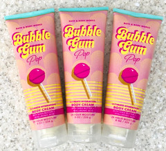 3 Bath & Body Works BUBBLE GUM POP Body Cream 8oz LOT/SET of 3
