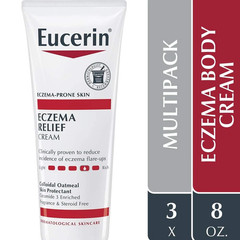 3 PK -8oz EACH Eucerin Eczema Relief Dry Skin Full Body Moisturizer Cream Lotion