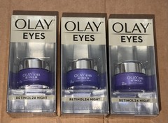 3x Olay Eyes Retinol 24 Vitamin B3+ Night Eye Cream 0.5 Oz New In Box