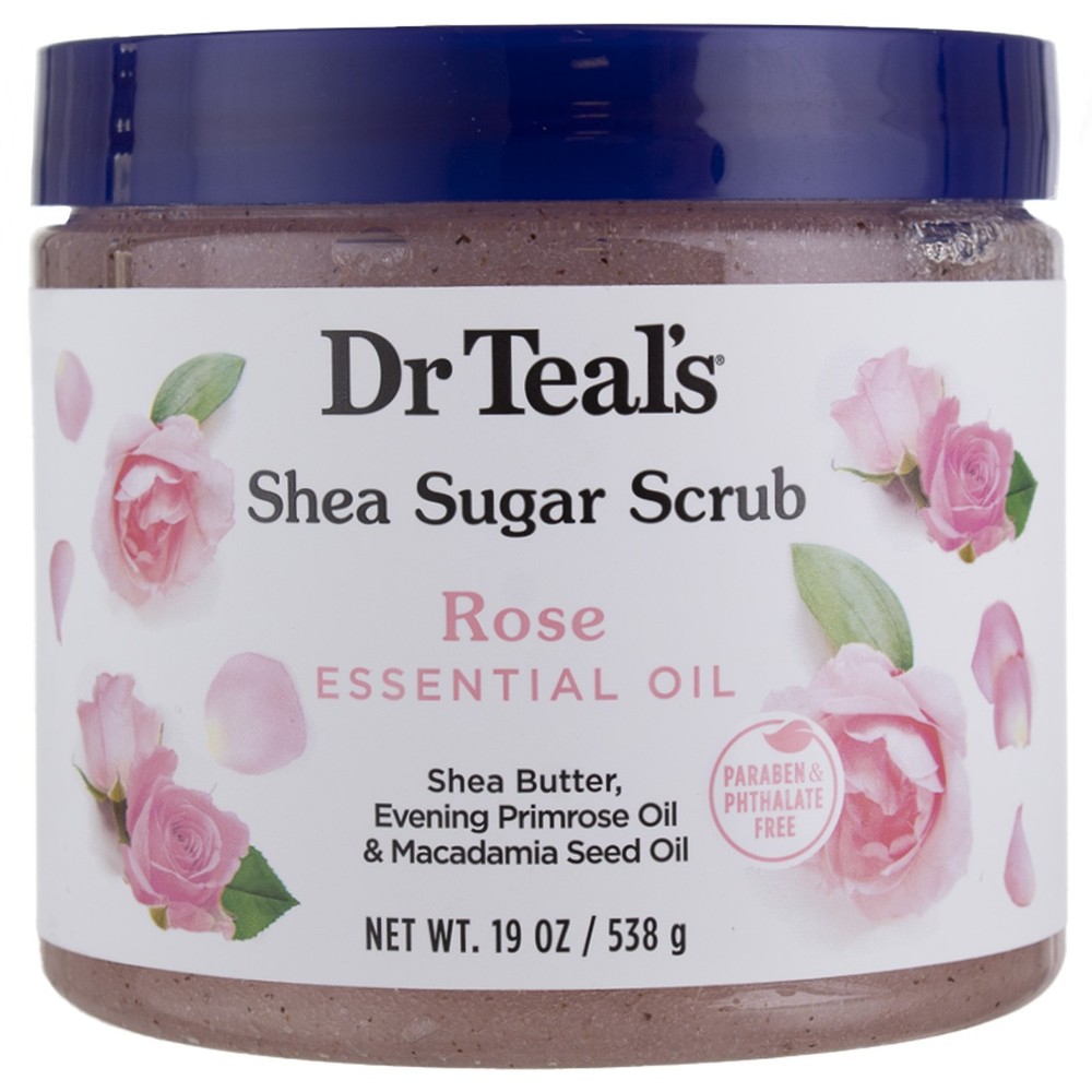 6 Pack Dr Teal&rsquo;s Shea Sugar Body Scrub, Rose, 19 oz