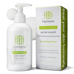 Humane Face & Body Acne Wash, 10% Benzoyl Peroxide Acne Treatment, Oil-free,