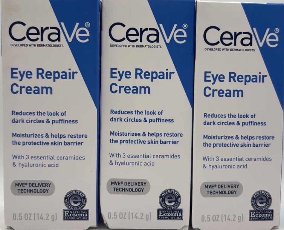3PK Cerave Eye Repair Cream ~ 0.5 FL OZ EA ~ For Dark Circles & Puffiness ~ READ