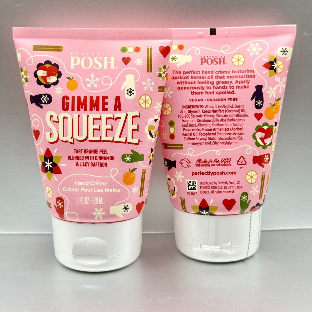 Lot of 2 Perfectly Posh GIMME A SQUEEZE Hand Cream *SEALED* Orange Cinnamon