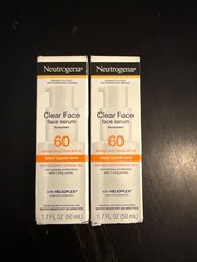 Lot of 2 – Neutrogena Clear Face Serum Sunscreen with Green Tea, SPF 60+ 1.7oz