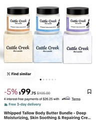 Cattle Creek Mercantile Tallow Body Butter Bundle (3) Pack | New | Free Gift