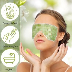 Hercicy 2 Pcs Jade Eye Mask Green Jade Stone Facial Cooling Mask for Alleviate P
