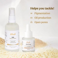 Vilvah Store Skin Hydrating Combo- Milk Drops Serum 20ml & Milk Face Toner 100ml