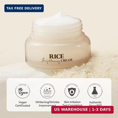 SKINFOOD Rice Brightening Cream, Korean Face Moisturizer with 48 Hours Fermented