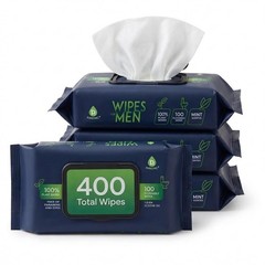 Pursonic Soft Mint Flushable Wipes for Men – 4 Packs of 100ct (400 Total) – Plan