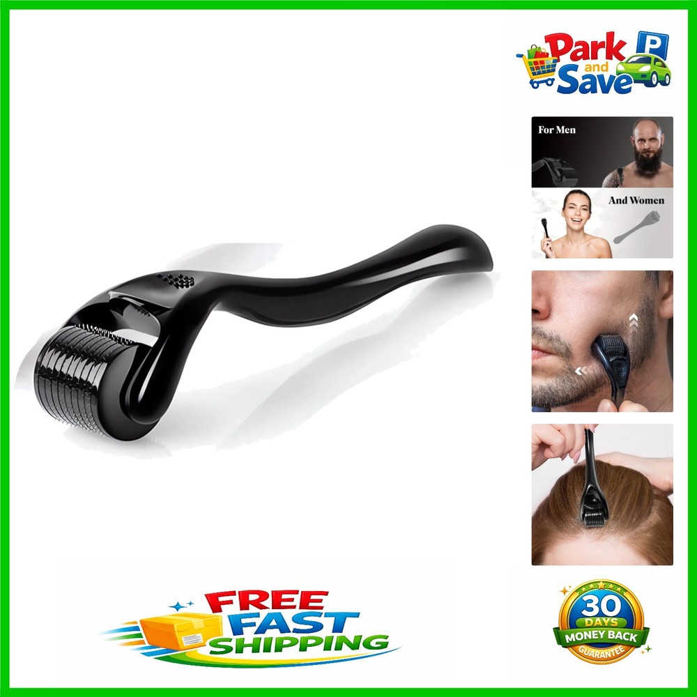 Ergonomic 540 Titanium Derma Roller for Face, Hair, Beard – Ideal Self-Care Gift