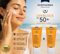 2x ISISPHARMA Uveblock 50+ Invisible Fluid Sensitive Skin 40ml – 1.35 fl oz
