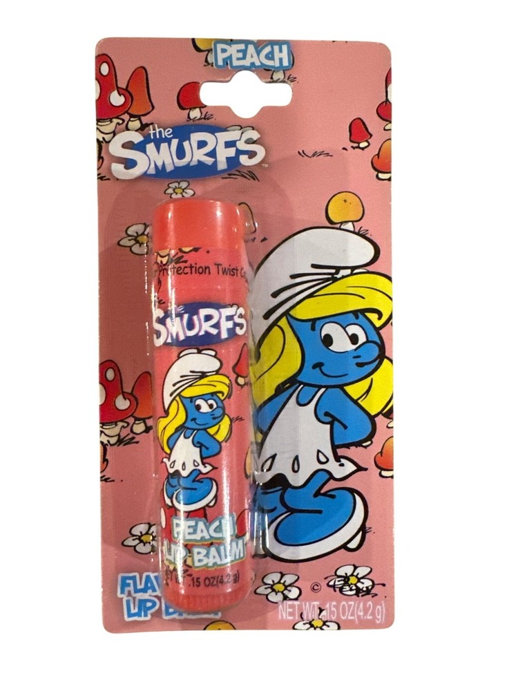 Lotta Luv THE SMURFS SMURFETTE Cartoon PEACH Flavored Lip Balm Rare Discontinued