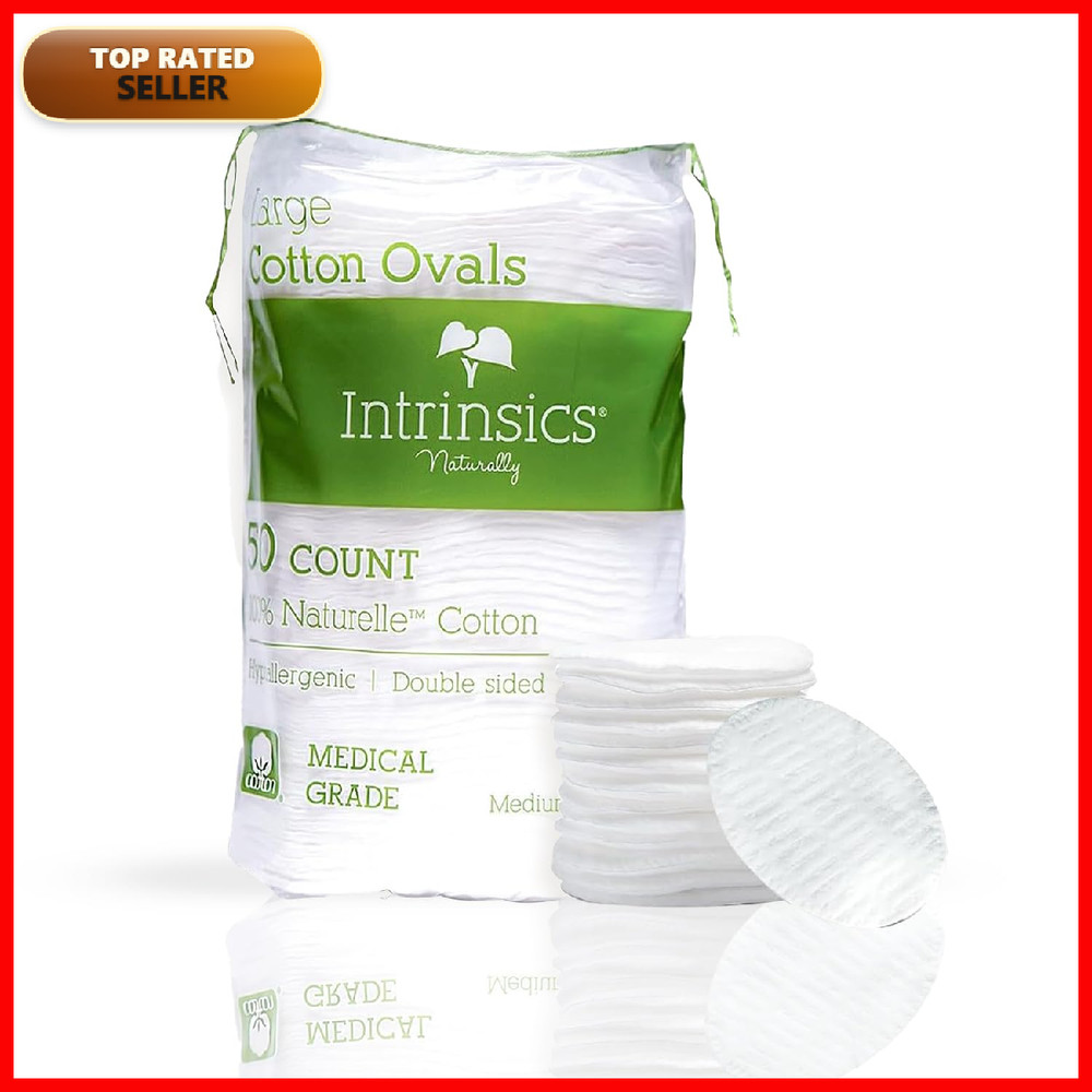 Intrinsics Premium 3 Large Cotton Rounds 50 Count Lint-Free Cotton Pads For
