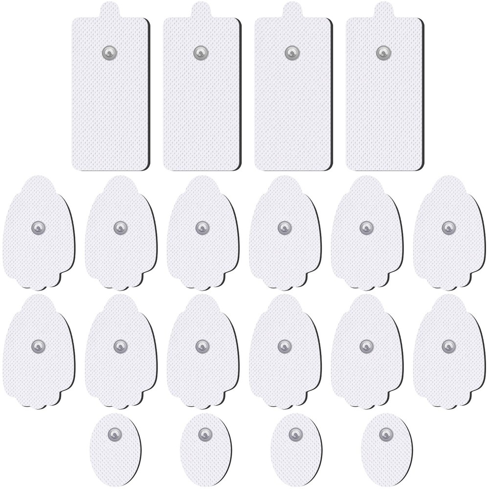 AVCOO TENS Unit Electrode Pads 20 Pack in 3 Sizes, Reusable & Latex A White