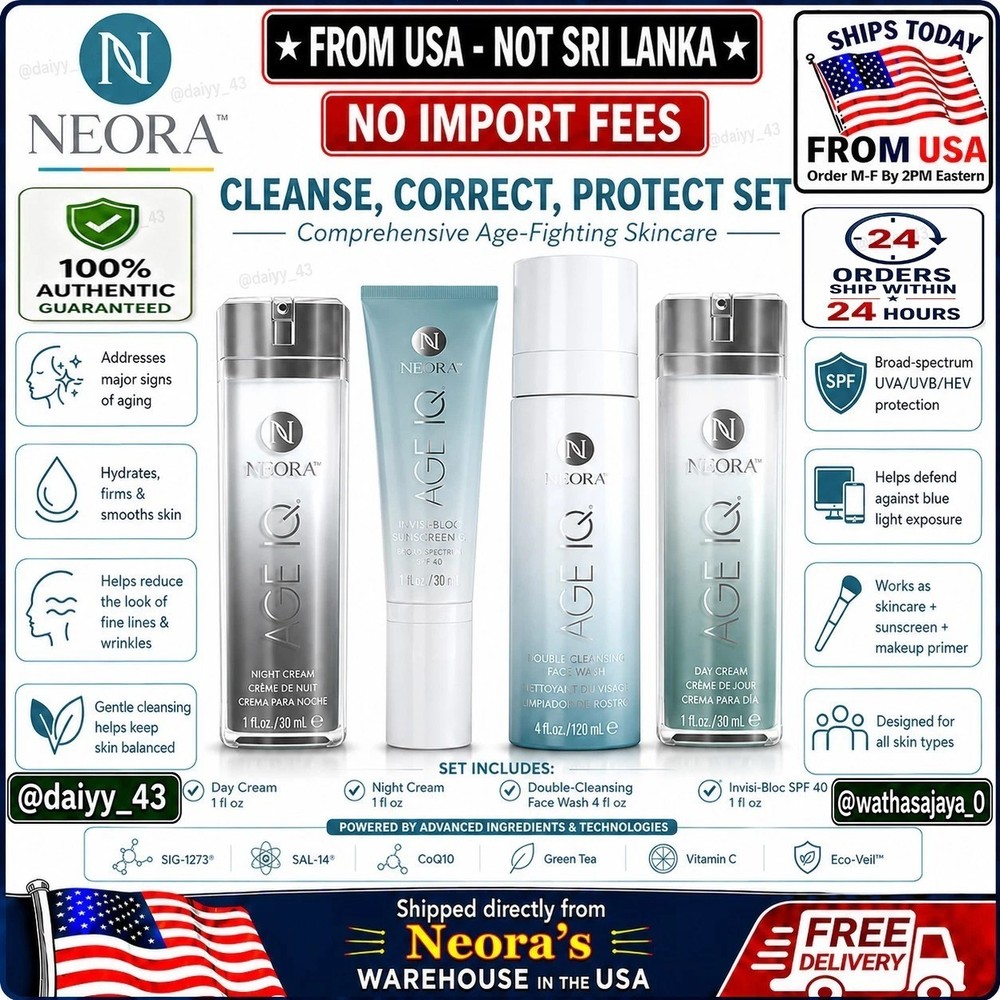 Neora Cleanse Correct Protect Set Day Night Cream Face Wash SPF40 NIB🚚FromUSA🚚