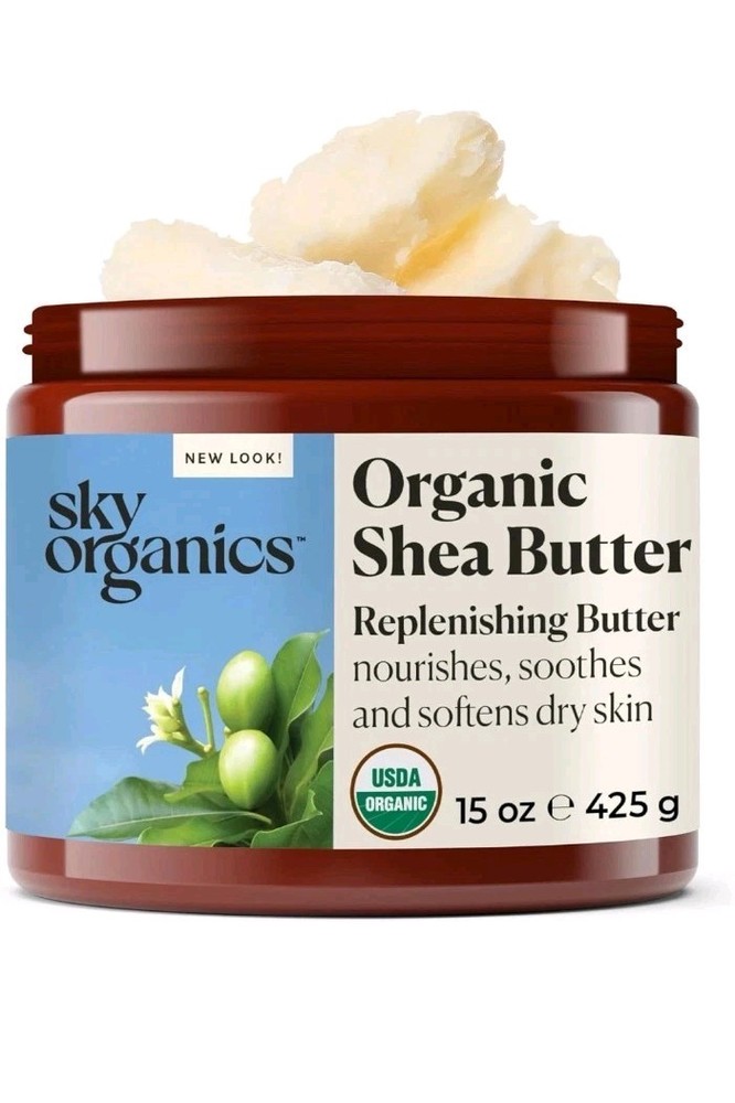 Sky Organics Organic Raw Pure 100% Shea Butter Soften Moisturize Body Face 15 oz