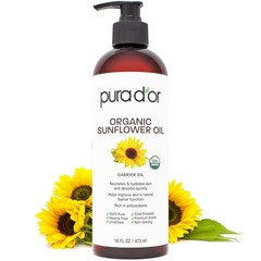 100% Pure Organic Sunflower Seed Oil 16 Oz – Cold Pressed Carrier Oil for DIY Be