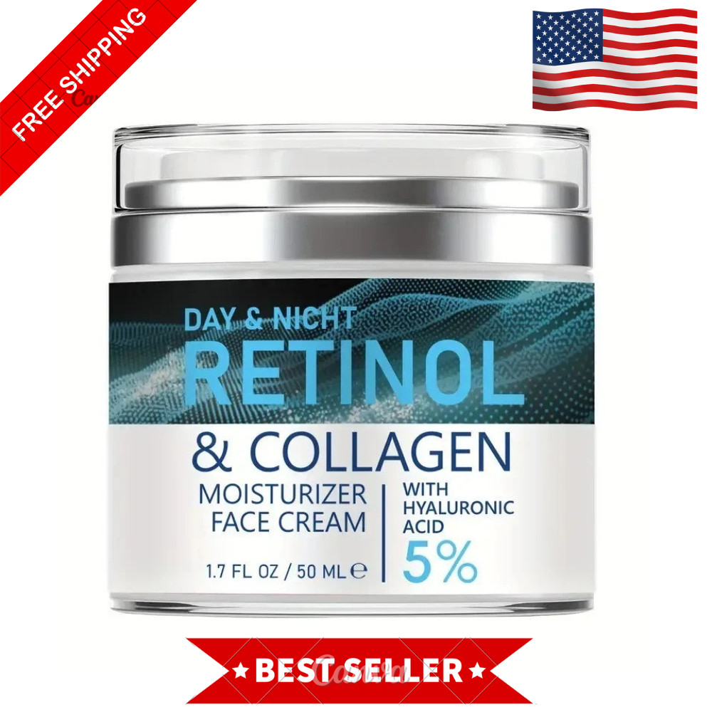 Day & Night Retinol Collagen Face Cream Hyaluronic Acid Moisturizer 1.7oz