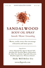 Sandalwood Body Oil Spray 8oz | Moisturizing Dry Body Oil | Unisex Scent