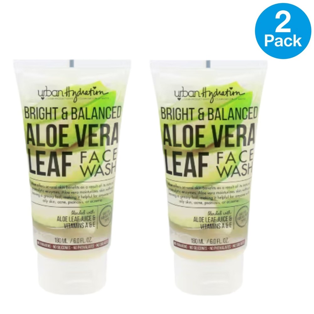 Urban Hydration Aloe Vera Face Wash 6oz 2 Pack New