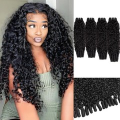 Human Hair Bundles 14 16 18 20 Inch Burmese Curly Natural Black Water Wave Wavy
