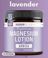 Magnum Solace Nighttime Magnesium Lotion w/ Arnica Lavender, 5 oz Made in USA