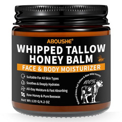 Beef Tallow for Skin, Tallow and Honey Balm for Face, Organic Grass-fed Beef