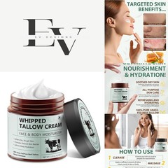 Whipped Beef Tallow Moisturizer with Honey – 4.2 Oz Hydrating Cream for All Skin