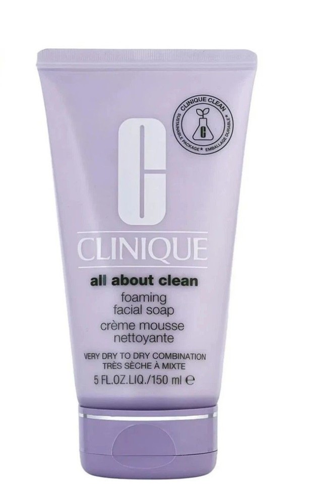 Clinique All About Clean Foaming Facial Soap Dry Combination Skin 5.0 oz/150 ml