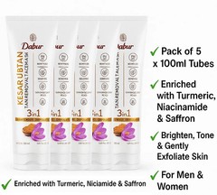 Dabur Kesar Ubtan Face Wash 100ml x 5 | Tan Dark Spot Cleanser | Herbal Glow