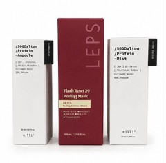 MILLI² 3 Pc Skincare Set Protein Ampoule Mist & LEPS Flash Reset Peeling Mask