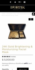 D’or24K Prestige 24kt Gold Brightening & Moisturizing Facial Mask 5000$ Msrp