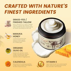Whipped Beef Tallow and Manuka Honey Balm, Beef Tallow for Face, Unscented Sk…