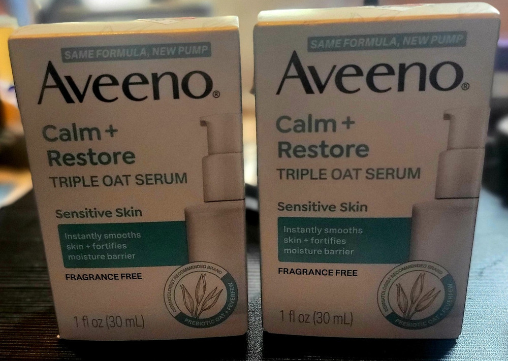 Aveeno Calm + Restore Triple Oat Face Serum, Fragrance-Free, 1 fl oz ‐ 2 Boxes